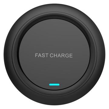 Chargeur Sans Fil De Forme Ronde Q18 15W Tapis De Charge De Bureau À Charge Rapide - Noir