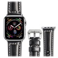 Bracelet Apple Watch Series 7/SE/6/5/4/3/2/1 en Cuir Qialino - 45mm/44mm/42mm - Noir