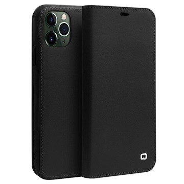 Étui Portefeuille iPhone 11 Pro Max en Cuir Qialino Classic - Noir