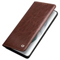 Étui Portefeuille Samsung Galaxy S21+ 5G en Cuir Qialino Classic - Marron