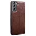 Étui Portefeuille Samsung Galaxy S21+ 5G en Cuir Qialino Classic - Marron