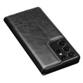 Etui Portefeuille Samsung Galaxy S21 Ultra 5G en Cuir Qialino Classic - Noir