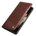 Etui Portefeuille Samsung Galaxy S21 Ultra 5G en Cuir Qialino Classic - Marron