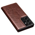 Etui Portefeuille Samsung Galaxy S21 Ultra 5G en Cuir Qialino Classic - Marron