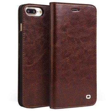 Étui Portefeuille en Cuir Qialino Classic pour iPhone 7 Plus - Marron