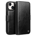 Etui Portefeuille iPhone 15 en Cuir Qialino Classic - Noir