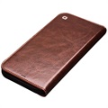 Étui Portefeuille iPhone 12 Pro Max en Cuir Qialino Classic - Marron