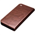 Étui Portefeuille iPhone 13 Mini en Cuir Qialino Classic - Marron