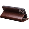 Étui Portefeuille iPhone 13 Mini en Cuir Qialino Classic - Marron