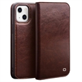 Étui Portefeuille iPhone 13 en Cuir Qialino Classic - Marron