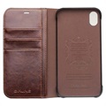 Etui Portefeuille iPhone XR en Cuir Qialino Classic - Marron