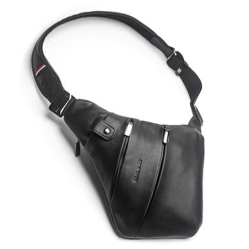 Qialino - Sacoche de poitrine en cuir véritable - Noir