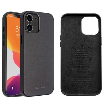 Coque iPhone 12/12 Pro en Cuir Qialino Premium - Noir