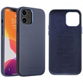 Coque iPhone 12/12 Pro en Cuir Qialino Premium - Bleu