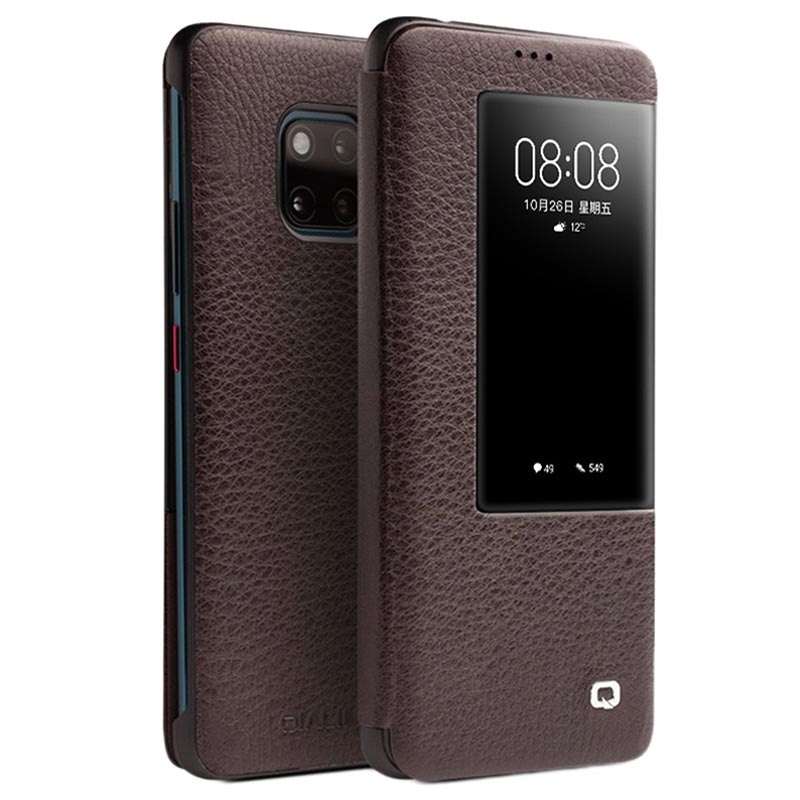 Etui en Cuir Huawei Mate 20 Pro Qialino Smart View - Café