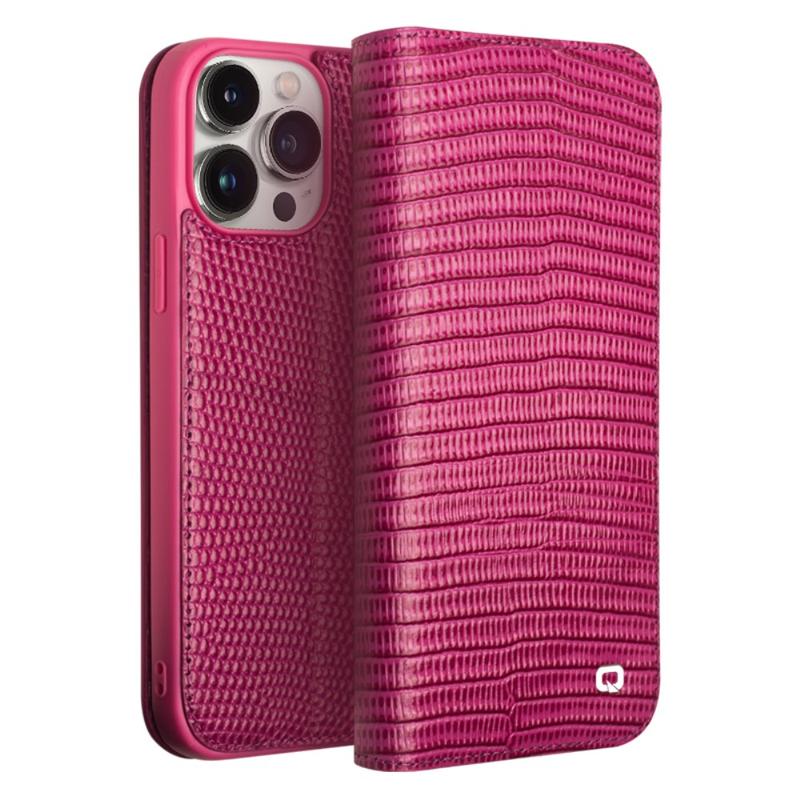 Étui Portefeuille Magnétique Pour IPhone 15 - Rose Motif Chat & Fleurs, Coque Flip Antichoc Odeydo