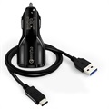 Chargeur Voiture Rapide Quick Charge 3.0 avec Câble USB-C - 30W - Noir