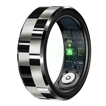 Bague intelligente R9 Premium en acier inoxydable avec étui de chargement - Taille : 8/18.1mm
