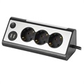 REV Light Socket Power Strip with USB and LED Light - Silver / Black