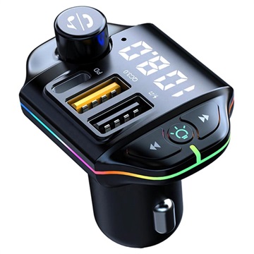 Émetteur FM Bluetooth / Chargeur Voiture Rapide RGB ZTB-A10 - 20W - Noir