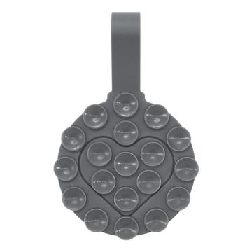 RK-X18/19 Porte-téléphone à ventouse en silicone en forme de cœur - Support détachable des deux côtés - Gris