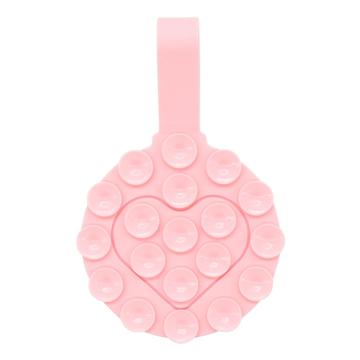 RK-X18/19 Porte-téléphone à ventouse en silicone en forme de cœur - Support détachable des deux côtés - Rose