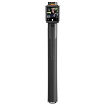 RK-X40W Stick à selfie ultra Bluetooth avec miroir d\'écran et pied à ouverture automatique - Noir