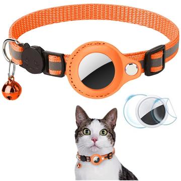 Collier réfléchissant avec support AirTag et cloche - Chats et petits chiens - Orange