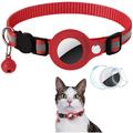 Collier réfléchissant avec support AirTag et cloche - Chats et petits chiens - Rouge