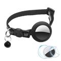 Collier réfléchissant avec cloche, étui en silicone et film de protection pour AirTag - Noir