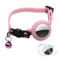 Collier réfléchissant avec cloche, étui en silicone et film de protection pour AirTag - Rose