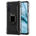 Coque OnePlus Nord en TPU Renforcée avec Porte-Anneau - Fibre de Carbone