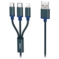 Câble USB 3-en-1 Remax Gition - Lightning, Type-C, MicroUSB - Bleu