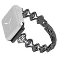 Bracelet Apple Watch 7/SE/6/5/4/3/2/1 en Forme d'Éventail en Strass - 45mm/44mm/42mm - Noir