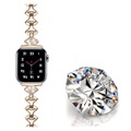 Bracelet Apple Watch 7/SE/6/5/4/3/2/1 en Forme d\'Éventail en Strass - 45mm/44mm/42mm - Champagne Doré