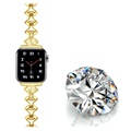 Bracelet Apple Watch 7/SE/6/5/4/3/2/1 en Forme d\'Éventail en Strass - 45mm/44mm/42mm - Doré