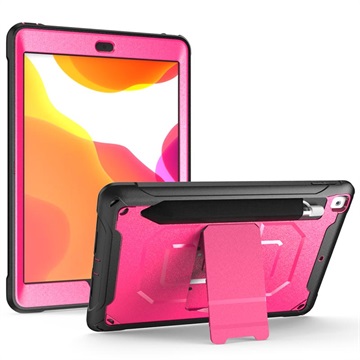 Coque Hybride iPad 10.2 2019/2020/2021 avec Béquille - Série Rugged - Rose Vif