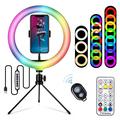 S26-RGB 10" Anneau lumineux LED RGB, lumière de remplissage pour photographie Selfie, avec support de téléphone et trépied (lumière d'appoint pour la photographie de selfie avec support de téléphone et trépied)