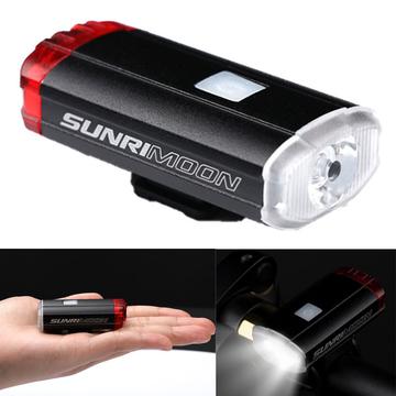 SUNRIMOON Lampe à LED étanche pour vélo Lampe rechargeable par USB 100 lumens Phare avant/arrière Lampe pour casque de vélo