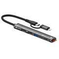 SVT02 Pour iPhone+Adaptateur Hub Type-C à 2 Ports Type-C+USB+2 Fentes pour Lecteur de Cartes - Gris