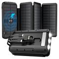 SY-L3S4W 16000mAh Solar Power Bank avec câbles USB, USB-C et Lightning - 20W PD - Noir