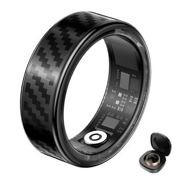 SY02 Bague intelligente avec motif en fibre de carbone - Taille : 19.9mm - Noir