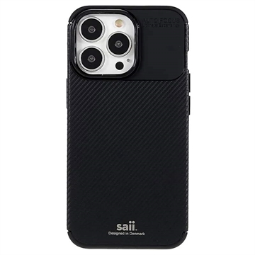 Coque iPhone 13 Pro Max en TPU Saii Fibre de Carbone - Noire