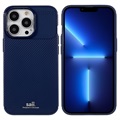 Coque iPhone 13 Pro Max en TPU Saii Fibre de Carbone - Bleu