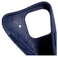 Coque iPhone 13 Pro Max en TPU Saii Fibre de Carbone - Bleu