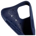 Coque iPhone 13 en TPU Saii Fibre de Carbone - Bleu