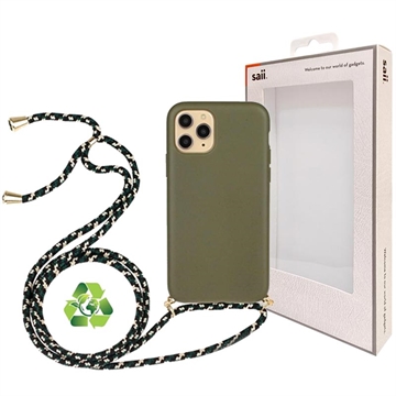 Coque iPhone 11 Pro Biodégradable avec Lanière Ligne Éco Saii - Verte