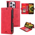 Étui Portefeuille iPhone 13 Pro Saii Fermeture Éclair - Rouge