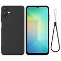 Coque Samsung Galaxy A06 5G en silicone liquide avec dragonne - Noire