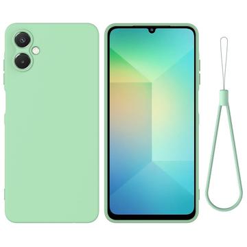 Coque Samsung Galaxy A06 5G en silicone liquide avec dragonne - Verte